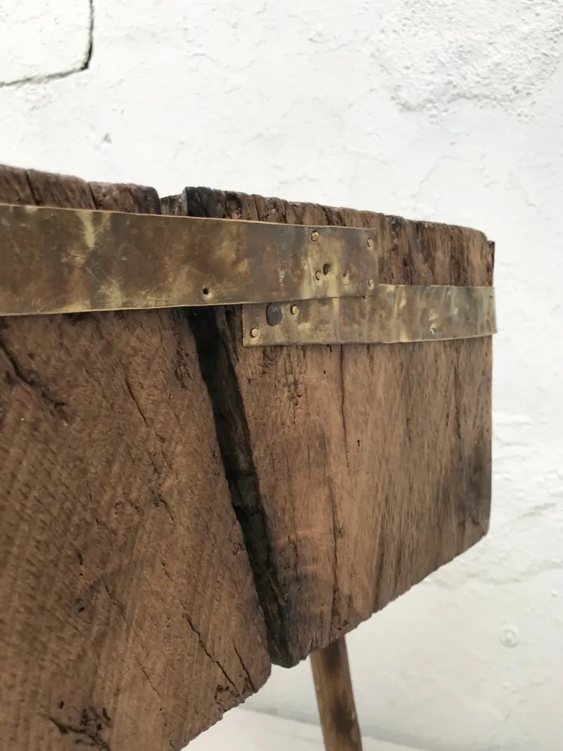 New Pamono Antique Primitive Butcher's Block in Raw Wood