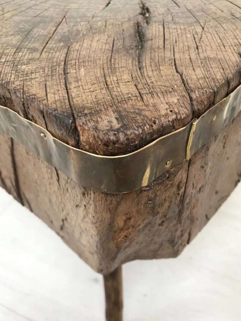 New Pamono Antique Primitive Butcher's Block in Raw Wood