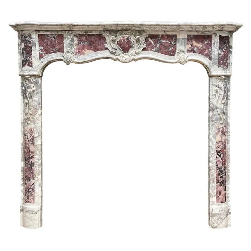 Pamono Antique Provincial Louis XV Style Fireplace Mantel in Marble, 1790