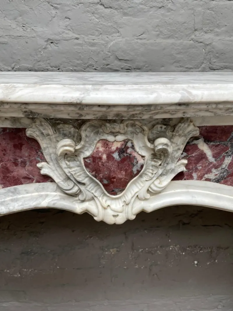 Pamono Antique Provincial Louis XV Style Fireplace Mantel in Marble, 1790