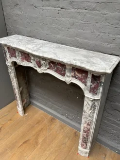 Pamono Antique Provincial Louis XV Style Fireplace Mantel in Marble, 1790