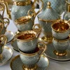 Outlet Pamono Antique Queen Marie Antoinette Coffee and Tea Service from Rue Thiroux Paris Porcelain, France, 1825, Set of 16