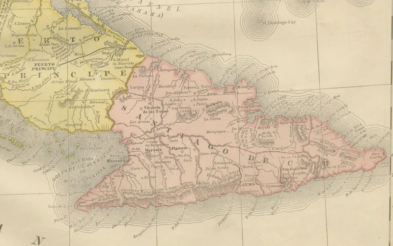 Pamono Antique Railroad Map of Cuba, 1888> Wall Decor