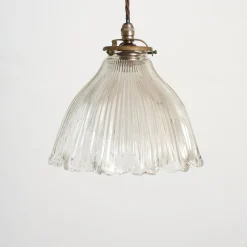 Pamono Antique Reclaimed Glass Pendant from Holophane, 1940s> Ceiling Lights