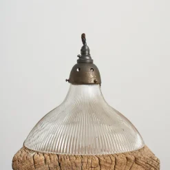 Pamono Antique Reclaimed Glass Pendant Light from Holophane, 1950s> Ceiling Lights