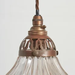 Pamono Antique Reclaimed Glass Pendant Light from Holophane, 1940s><noscript><img width=