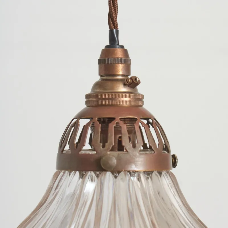 Pamono Antique Reclaimed Glass Pendant Light from Holophane, 1940s> Ceiling Lights