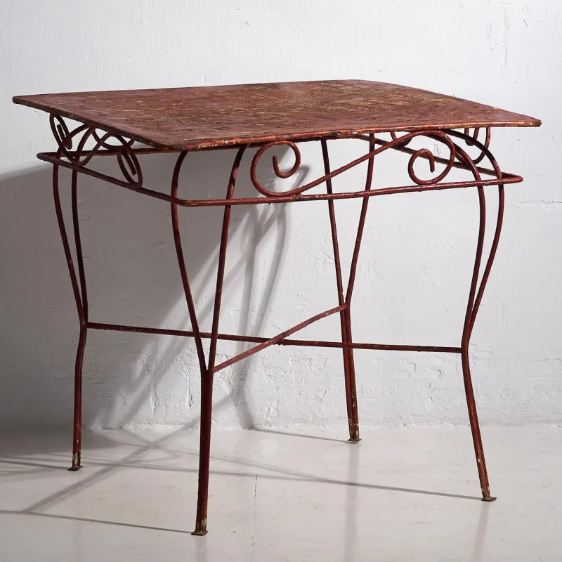 Clearance Pamono Antique Red Garden Table, 1920s