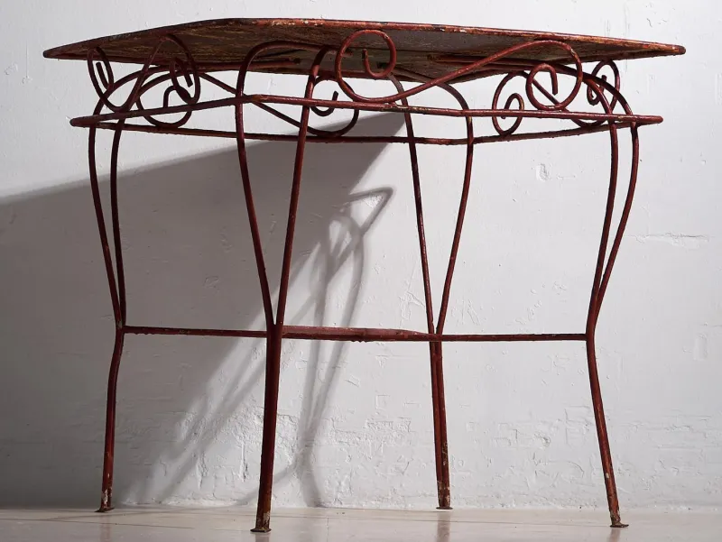 Clearance Pamono Antique Red Garden Table, 1920s