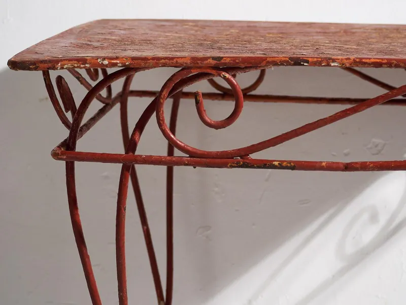 Clearance Pamono Antique Red Garden Table, 1920s