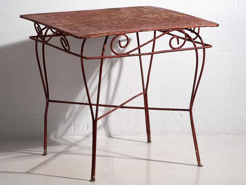 Clearance Pamono Antique Red Garden Table, 1920s