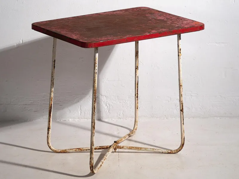 Pamono Antique Red Terrace Table, 1920s> Garden Tables