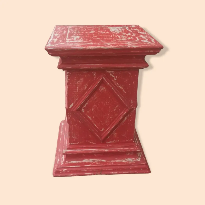 Pamono Antique Red Wooden Stand> Pedestals And Columns