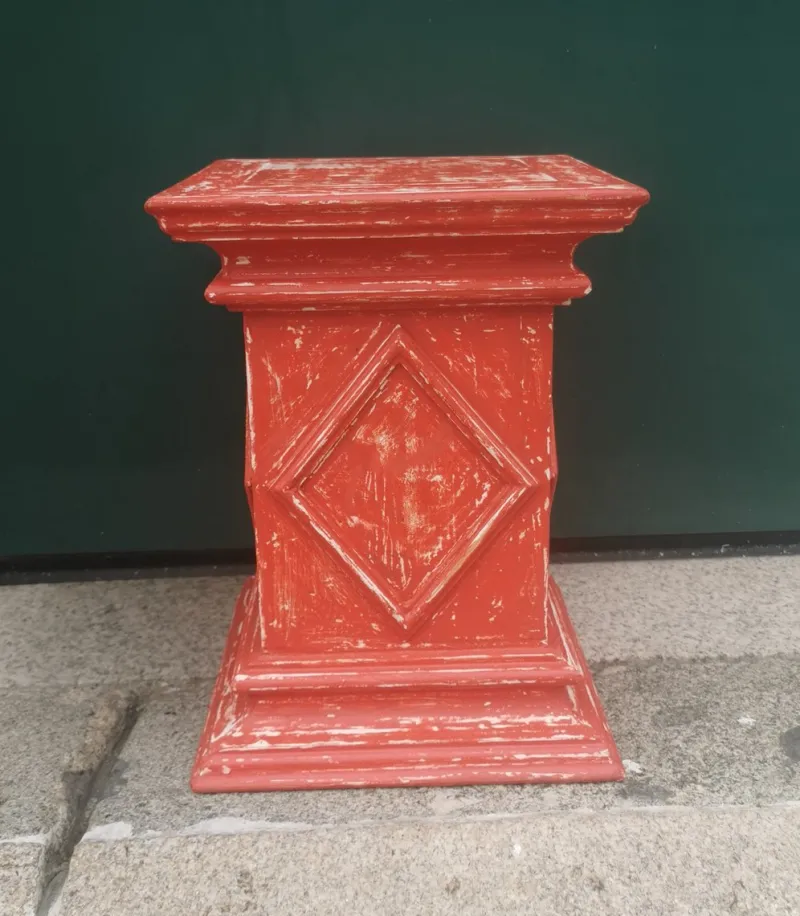 Pamono Antique Red Wooden Stand> Pedestals And Columns