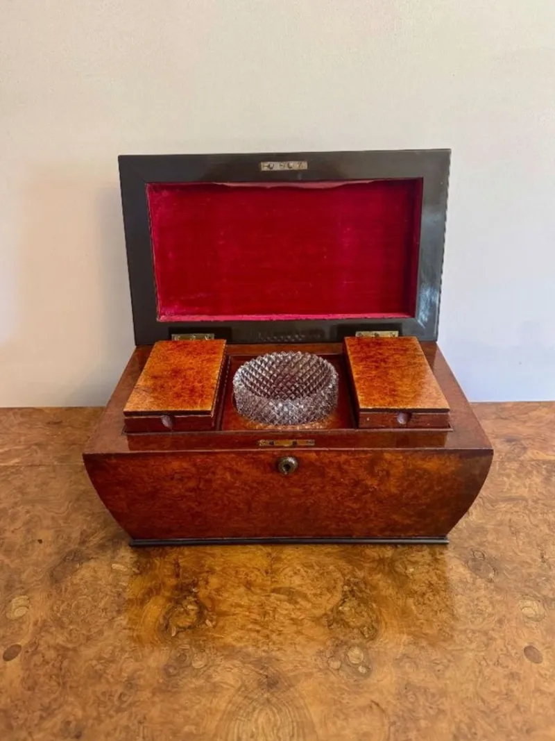 Hot Pamono Antique Regency Burr Walnut Tea Caddy, 1810