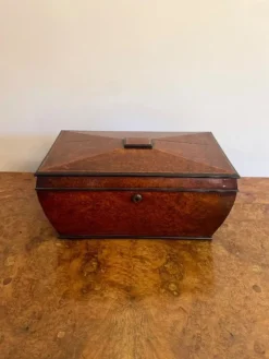 Hot Pamono Antique Regency Burr Walnut Tea Caddy, 1810