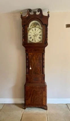 New Pamono Antique Regency Inlaid Mahogany Longcase Clock, 1800