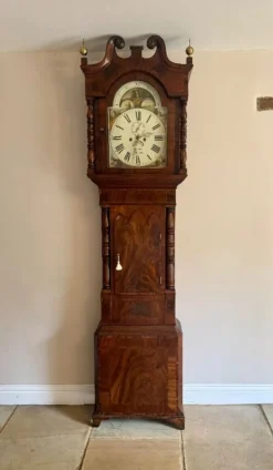 New Pamono Antique Regency Inlaid Mahogany Longcase Clock, 1800