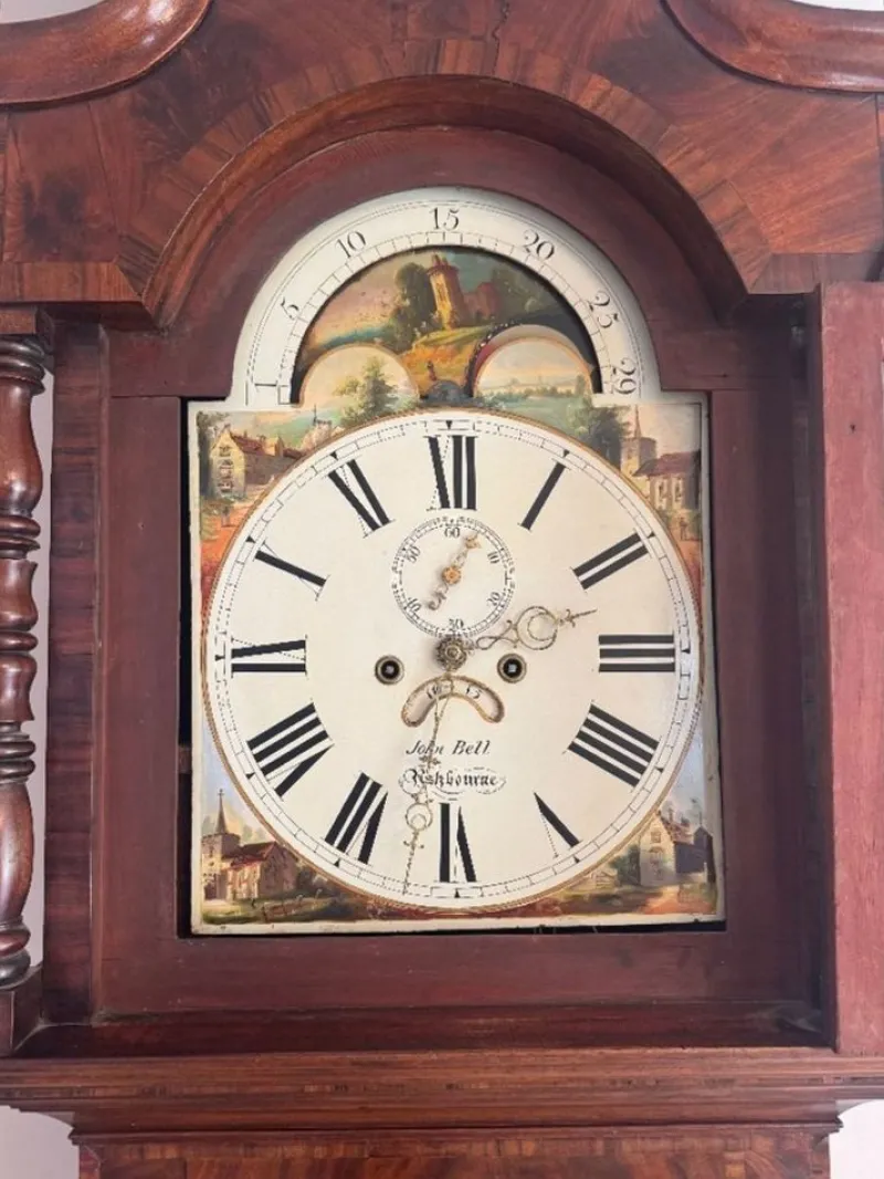 New Pamono Antique Regency Inlaid Mahogany Longcase Clock, 1800