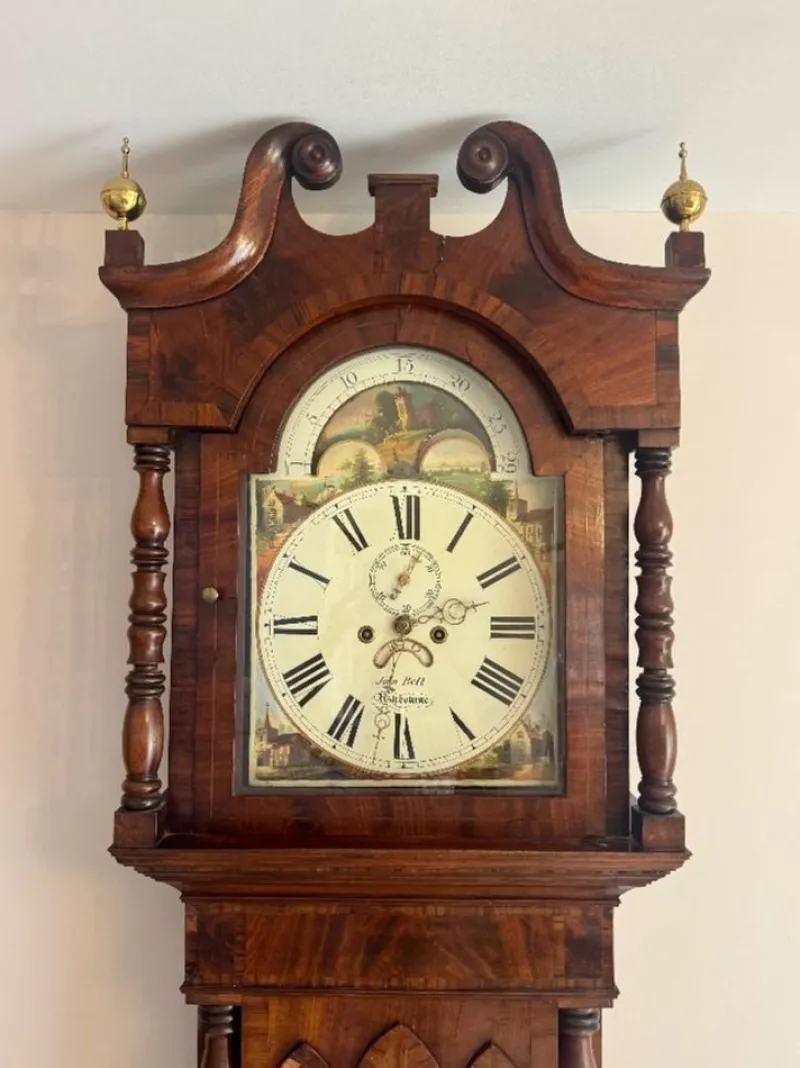 New Pamono Antique Regency Inlaid Mahogany Longcase Clock, 1800