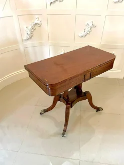Online Pamono Antique Regency Mahogany Inlaid Card Table