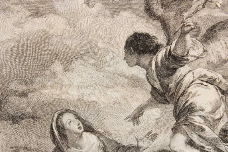 Clearance Pamono Antique Religious Print, France