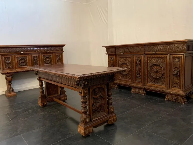 Online Pamono Antique Renaissance Living Room Set, Set of 3