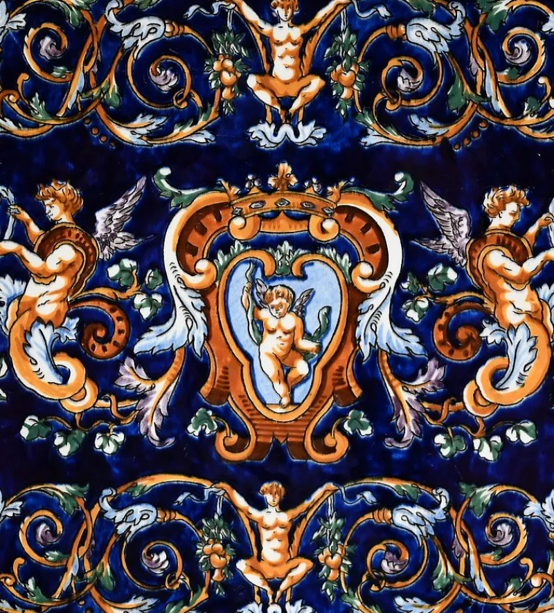 Discount Pamono Antique Renaissance Style Tray and Vases in Gien Earthenware, Set of 3