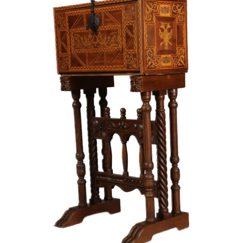 Pamono Antique Renaissance Style Cabinet Secretary in Oak and Walnut, Spain, 19th Century> Secretaires