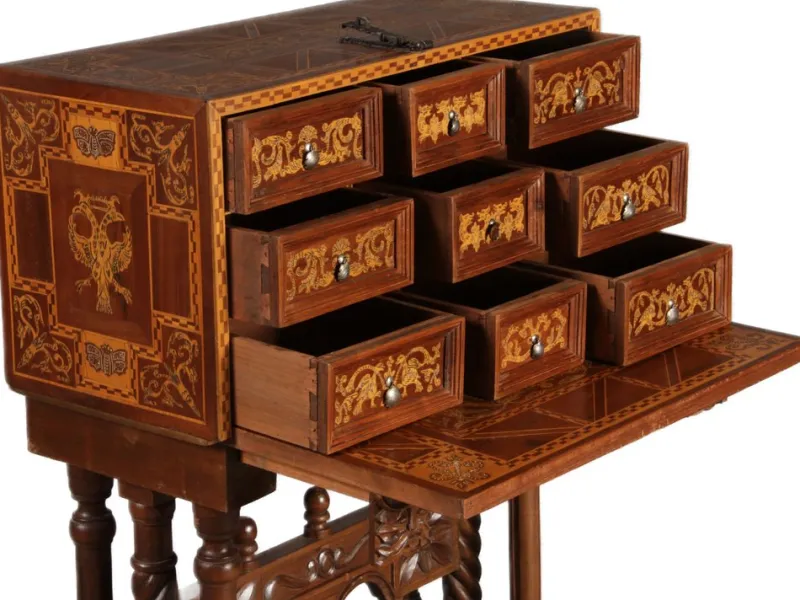 Pamono Antique Renaissance Style Cabinet Secretary in Oak and Walnut, Spain, 19th Century> Secretaires