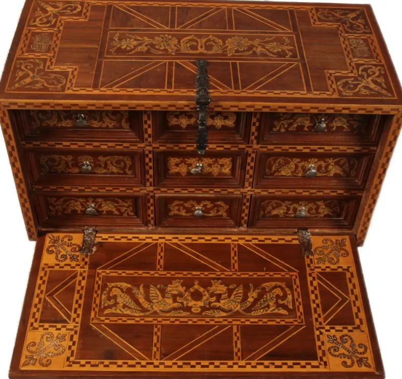 Pamono Antique Renaissance Style Cabinet Secretary in Oak and Walnut, Spain, 19th Century> Secretaires