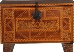 Pamono Antique Renaissance Style Cabinet Secretary in Oak and Walnut, Spain, 19th Century><noscript><img width=