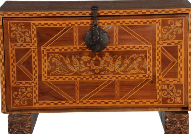 Pamono Antique Renaissance Style Cabinet Secretary in Oak and Walnut, Spain, 19th Century> Secretaires