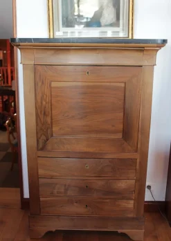 Pamono Antique Restoration Walnut and Black Marble Secretaire> Secretaires