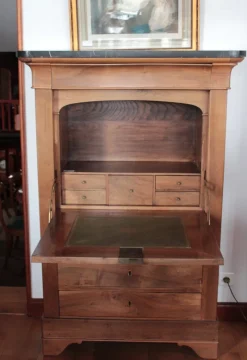 Pamono Antique Restoration Walnut and Black Marble Secretaire><noscript><img width=