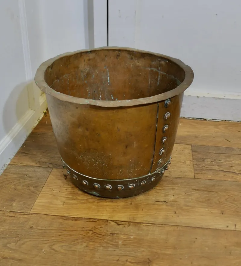 Pamono Antique Riveted Copper Planter, 1890s> Planters And Jardiniere