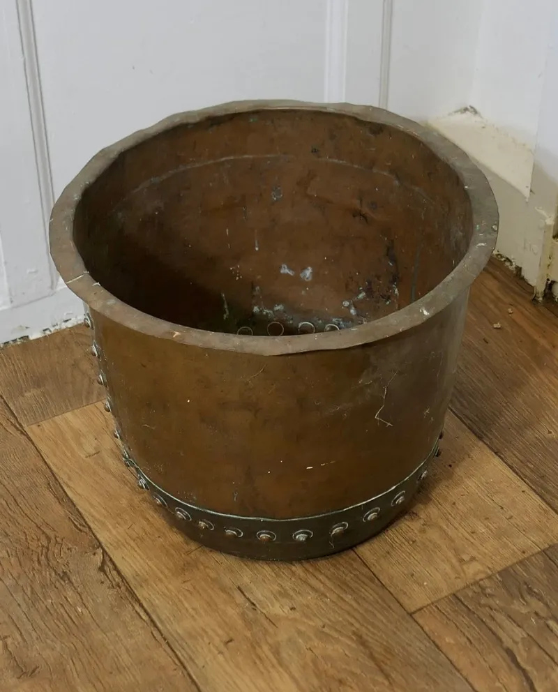 Pamono Antique Riveted Copper Planter, 1890s> Planters And Jardiniere
