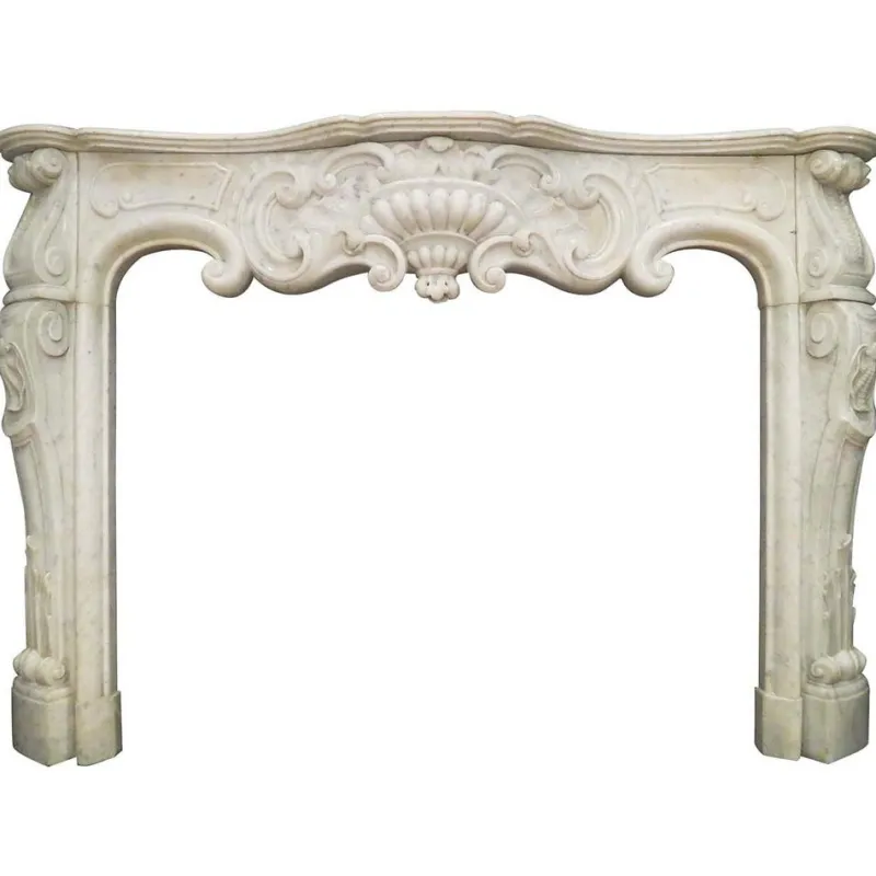 Clearance Pamono Antique Rococo Fireplace Mantel in Marble