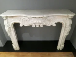 Clearance Pamono Antique Rococo Fireplace Mantel in Marble
