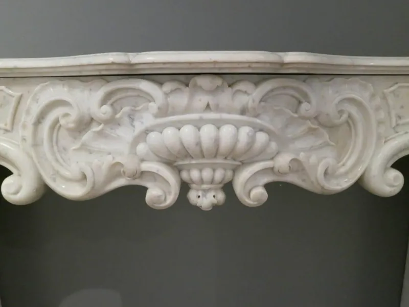 Clearance Pamono Antique Rococo Fireplace Mantel in Marble