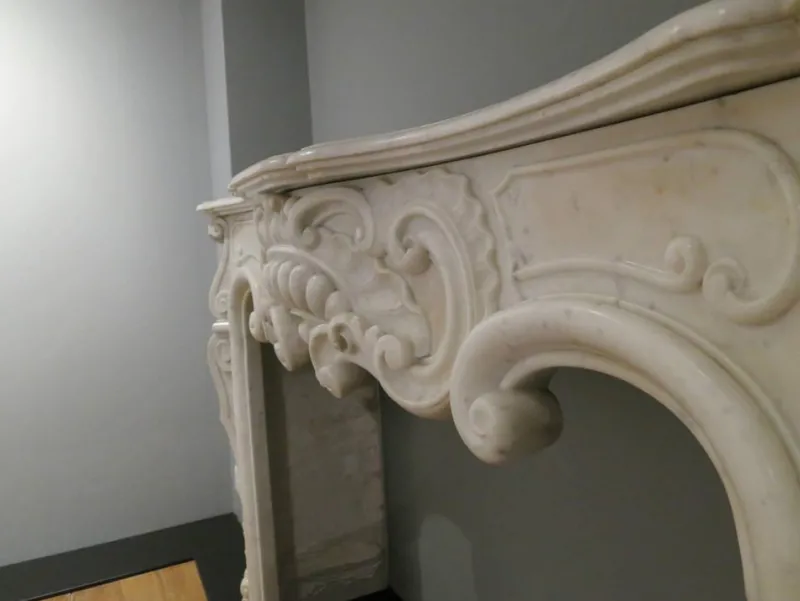 Clearance Pamono Antique Rococo Fireplace Mantel in Marble