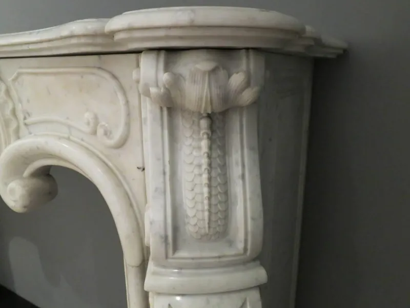 Clearance Pamono Antique Rococo Fireplace Mantel in Marble