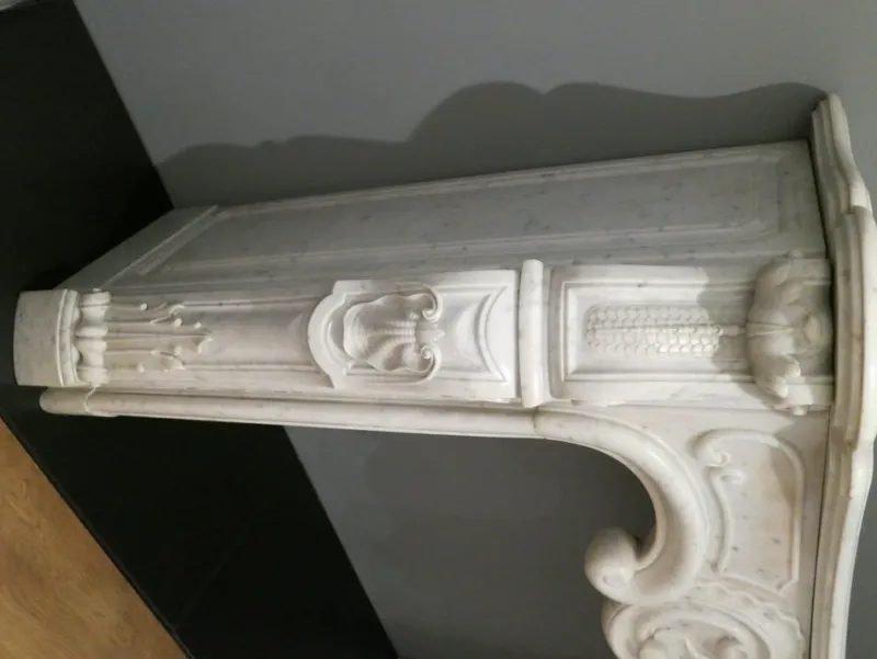 Clearance Pamono Antique Rococo Fireplace Mantel in Marble