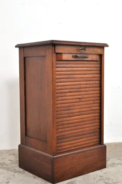 Pamono Antique Roller Door Cabinet in Oak, 1890s> Cabinets & Wardrobes