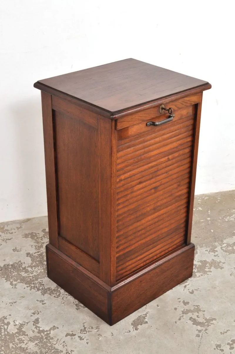 Pamono Antique Roller Door Cabinet in Oak, 1890s> Cabinets & Wardrobes