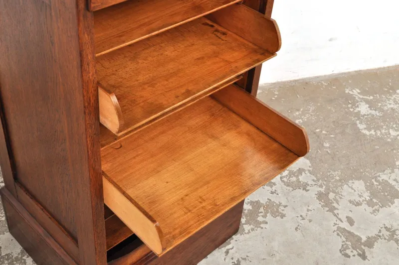 Pamono Antique Roller Door Cabinet in Oak, 1890s> Cabinets & Wardrobes