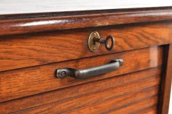 Pamono Antique Roller Door Cabinet in Oak, 1890s><noscript><img width=