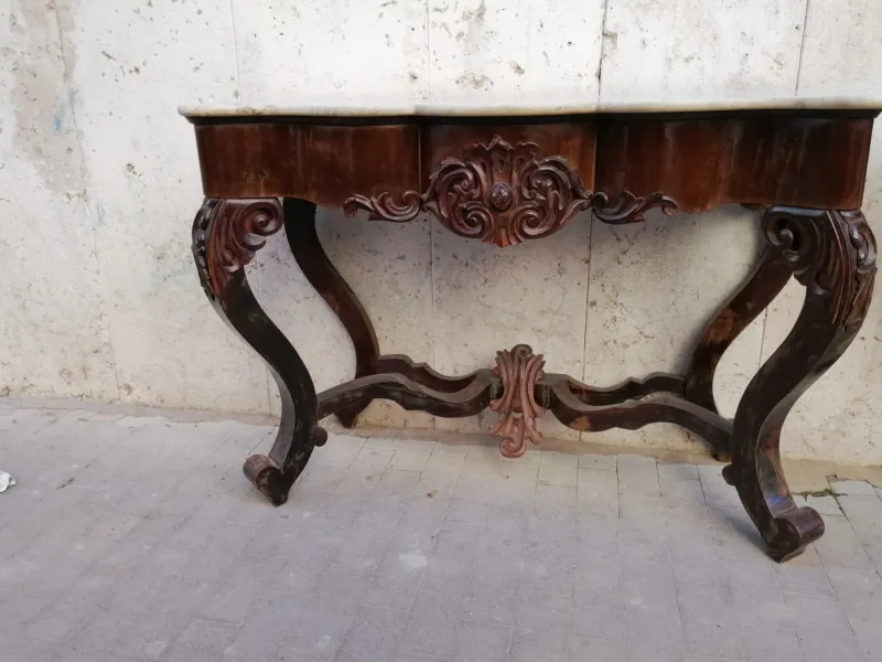 New Pamono Antique Rosewood Console Tables, Set of 2