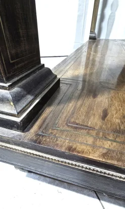 New Pamono Antique Rosewood Console Table with Brass Inlays and Carrara Marble Top, Mid-19th Century