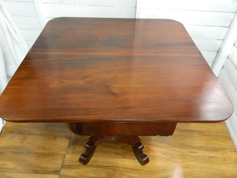 Pamono Antique Rosewood Games Table with Fold Over Lid> Game Tables